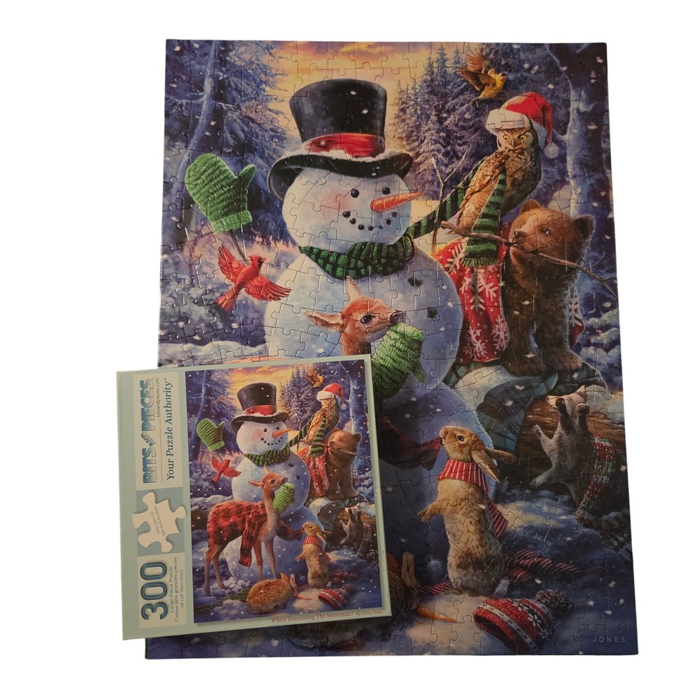 Bits and Pieces 300 Piece Jigsaw Puzzle Snowman Animals Larry Jones 18x24